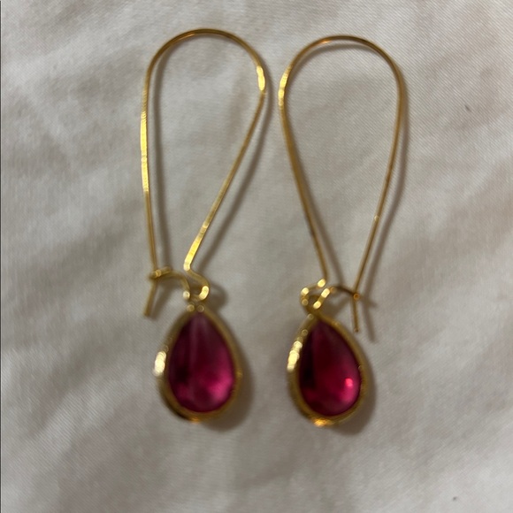 Elegant Gold and Pink Teardrop Earrings - Picture 3 of 3
